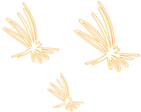 Golden neon wireframe illustration of flying insects