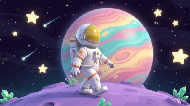 Astronaut Exploring Colorful Alien World