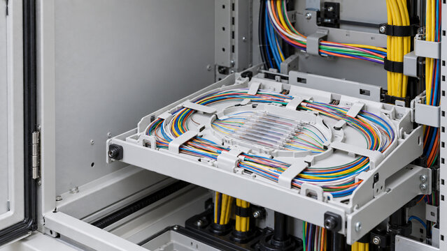 Fiber Optic Splice Tray Inside Industrial Cabinet
