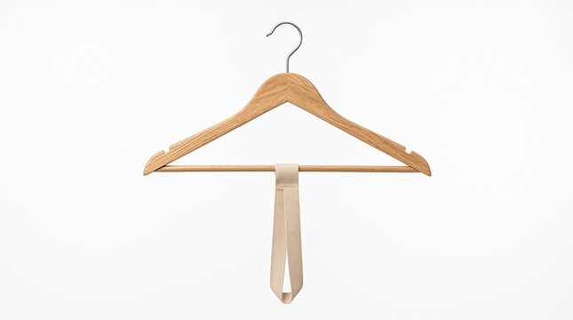 Wooden coat hanger with a fabric loop showcased on a clean white background for a family holiday secrecy game and stealthy gift hiding ideas.