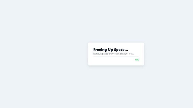 User interface animation motion graphic showing storage full warning alert message on computer system disk drive