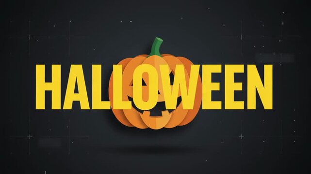 Paper Cut Style Halloween Pumpkin with Digital Glitch Effect.