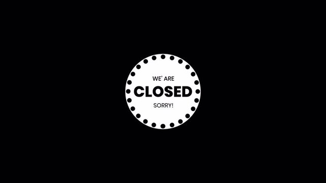 Open & close text on signboard. OPEN, close announce invitation on door, closed and open plate animation without background.
