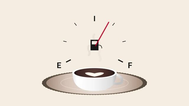 Time is Fuel: Coffee Cup with Clock and Fuel Gauge