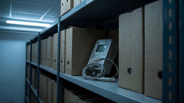 Environmental monitoring sensor on archive storage shelf