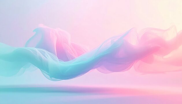 Ethereal teal and pink flowing fabric wave render.