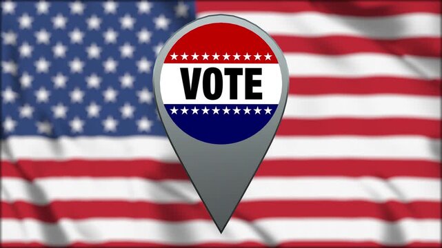 Election Vote Pin with USA Flag