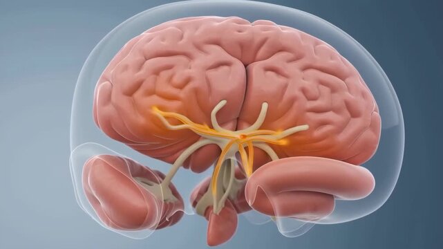 Human Brain Nerve Pathway and Cortex 3D Medical Animation