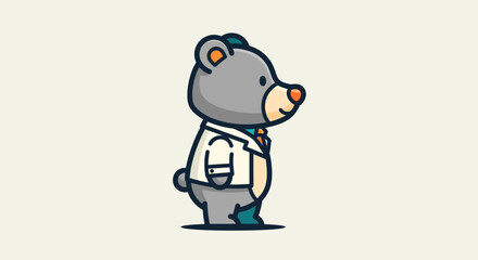 Obraz premium Professional Teddy Bear Character Wearing A Lab Coat And Tie Illustration