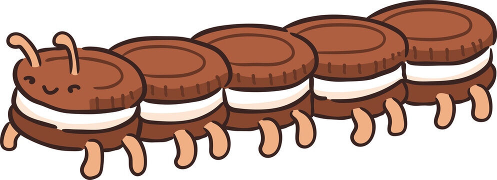 cookie caterpillar llustration cute halloween dessert
