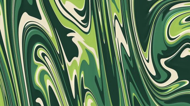 Abstract Swirls of Green and Cream: A mesmerizing abstract pattern featuring flowing swirls and marbled textures in shades of deep green, light green, and cream, creating a dynamic visual effect.