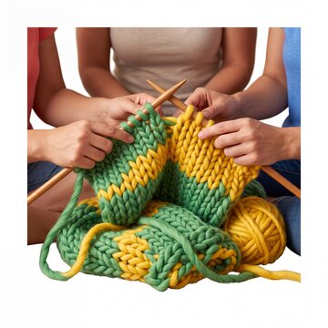 Feliz dia de la madre vektor women knitting with chunky wool