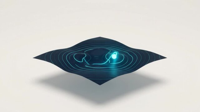 3D Vector Mathematical Optimization Icon Animation with Gradient Surface and Lowest Point Trajectory