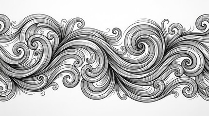 Fototapeta premium Black and white vintage ornamental wave scroll pattern.