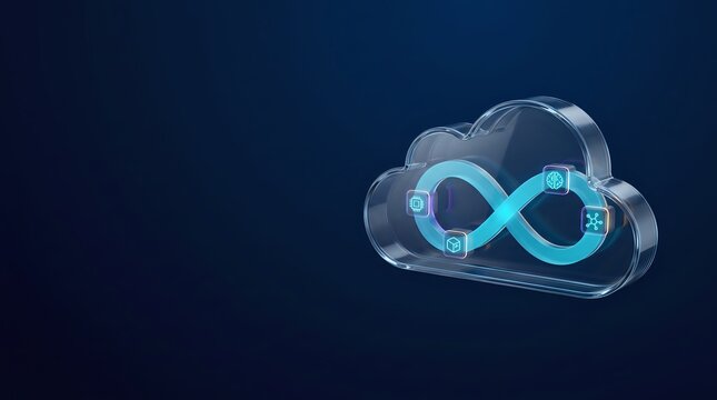 InfiniteCloud-NavyCyanGold-GlassLight-CloudAdvertising-InfinityWaveBackground