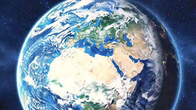 Realistic view of planet Earth from outer space.