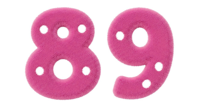 Bright pink playful number ninety nine with dotted font style for creative design projects isolated on transparent background