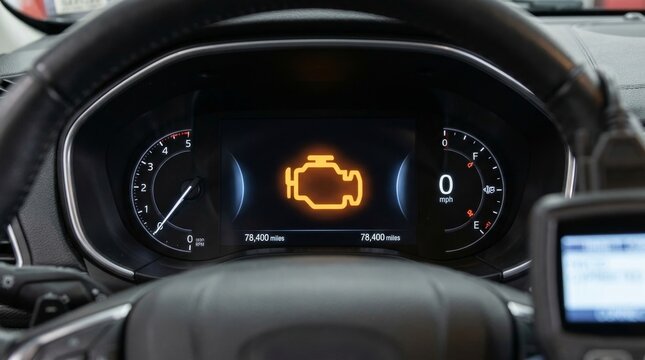 Check Engine Warning Light on Vehicle Dashboard