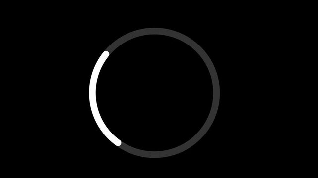 Minimal Loading Circle Motion Graphic Animation with Circular Progress Indicator Spinner and Preloader on Black Background 4K.