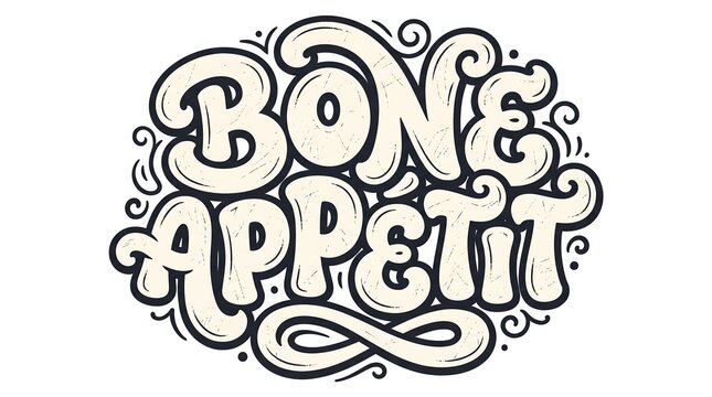 Bone Appetit Retro Groovy Typography Halloween Pun Text Vector Sticker Design