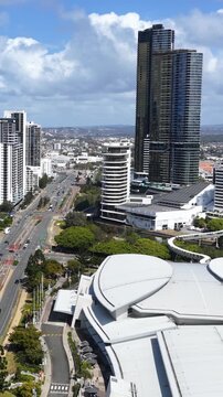Broadbeach Skyline and Gold Coast Convention Centre Aerial View