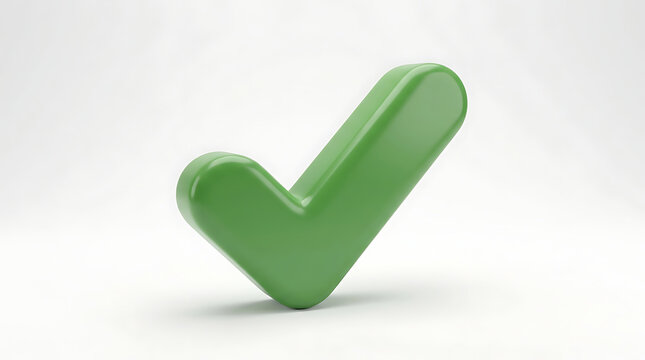 A single, bright green checkmark symbol stands against a plain white background.