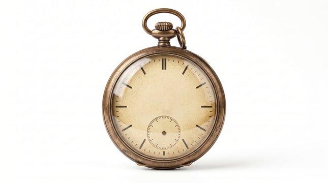 Vintage antique pocket watch with a blank face and golden metal frame