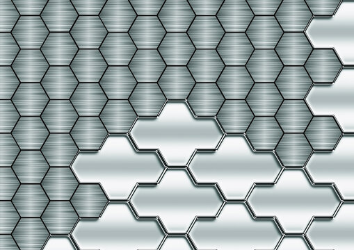 メタリックヘキサゴンパターンの工業テクノロジー抽象背景素材