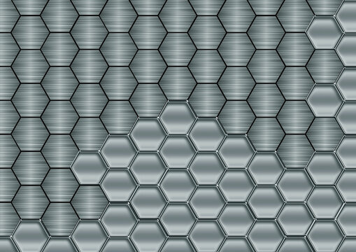 メタリックヘキサゴンパターンの工業テクノロジー抽象背景素材