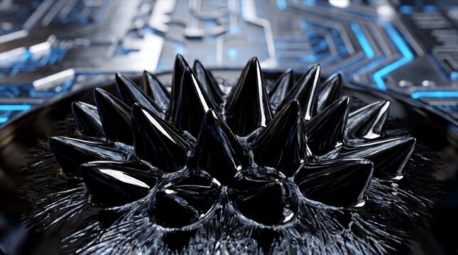 Abstract Macro Magnetic Ferrofluid Black Spikes Physics Texture