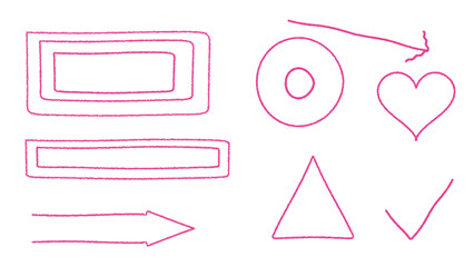 Pink Neon Hand Drawn Geometric Shapes and Symbols Isolated on Transparent Background for Digital Graphic Design Projects © MD Faridul