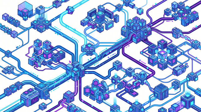 Close-up AI Data Nodes and Network Connections Vector