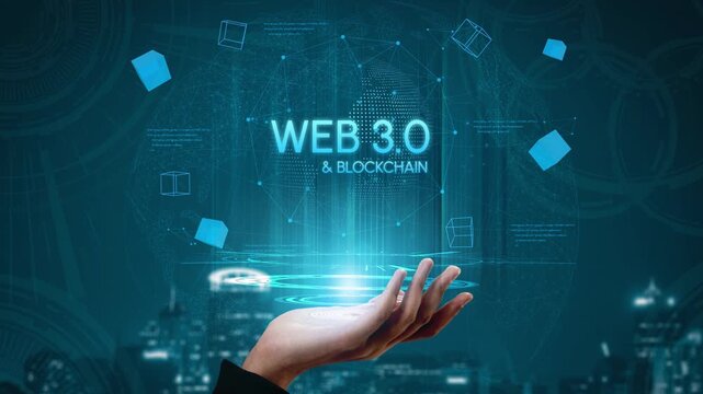Futuristic Concept of Web 3.0 and Blockchain Technology with Digital Hand and 3D Elements Representing Innovation and Connectivity in Virtual Space. Entropy.