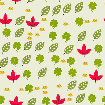 Seamless pattern of leaves and clover