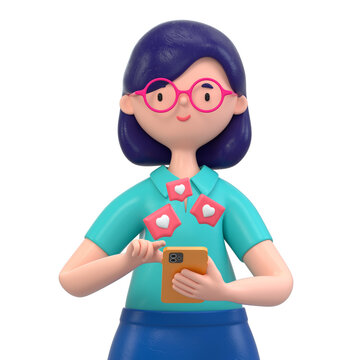 woman receiving likes on phone
