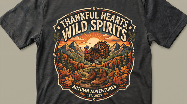 Thankful hearts wild spirits thanksgiving t-shirt design
