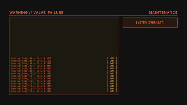 Dark mode industrial control UI showing valve failure and pressure overload ransomware
