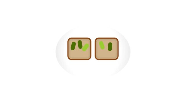 Minimalist 2D Flat Animation of Two Square Icons with Green Capsule Elements on White Background