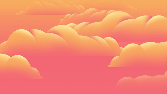smooth digital motion graphic featuring layers of soft, fluffy clouds with warm orange and pink gradient tones