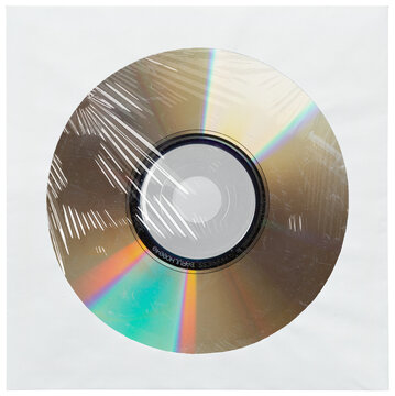 Vintage blank white CD-R sleeve with disc media, blank ordinary cd sleeve. png isolated on transparent background