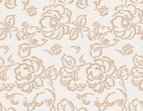 Vintage toile and floral seamless patterns collection for fabric design