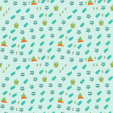 Seamless pattern of plants and vegetables
