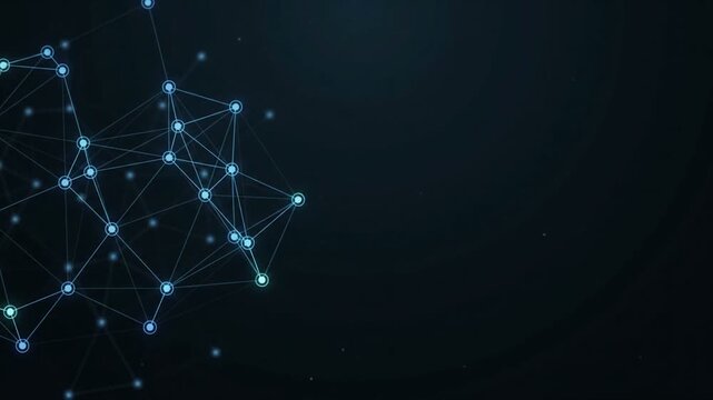 Abstract Digital Network Connections With Glowing Blue Nodes And Lines