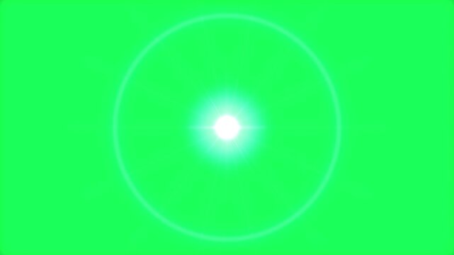 Bright green screen light flare effect with subtle radial expansion, abstract background motion
