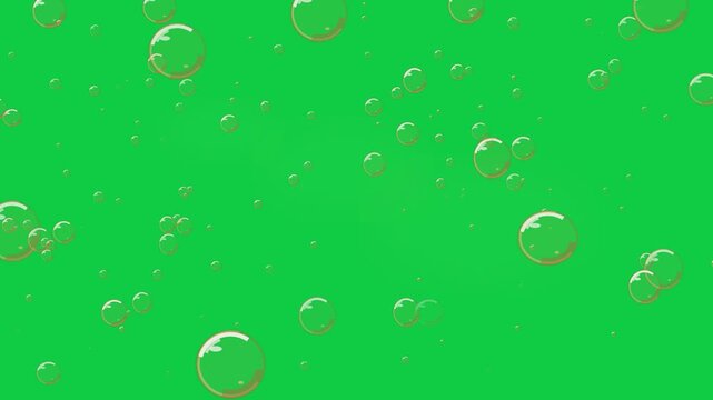 Bubbles rising in clear liquid motion on green screen background