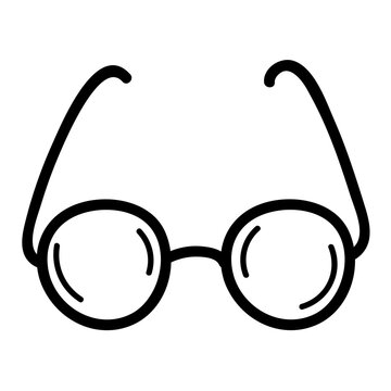 Round Eyeglasses Eyewear Vector Line Art Illustration