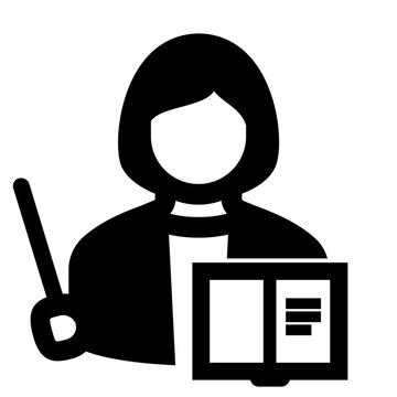 Female Teacher Teaching with Pointer Vector Glyph Icon Illustration