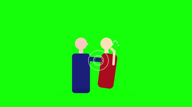 First Aid Heimlich Maneuver Choking Rescue Animation on Green Screen