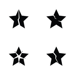 Obraz premium Star icon set with various cracked and broken shapes