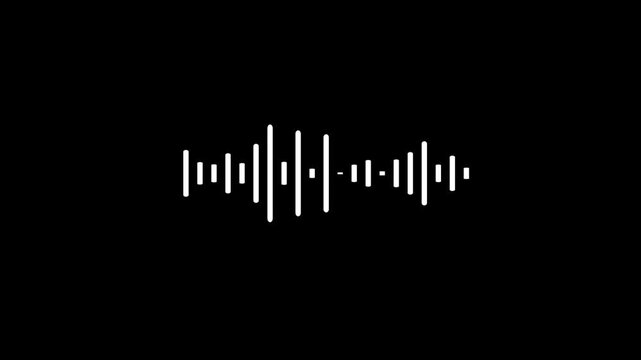 Sound wave pattern on black background audio visualizer waveform animation, Sound line audio wave visualization voice record animation on black background. Audio waveform spectrum animation, 